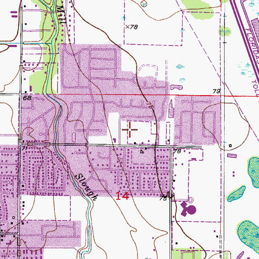Topographic Map of Kingdom Hall of Jehovahs Witnesses East Kissimmee Congregation, FL