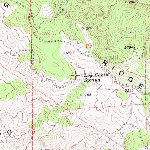 Topographic Map of Log Cabin Spring, CA