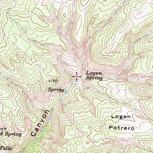 Topographic Map of Logan Spring, CA