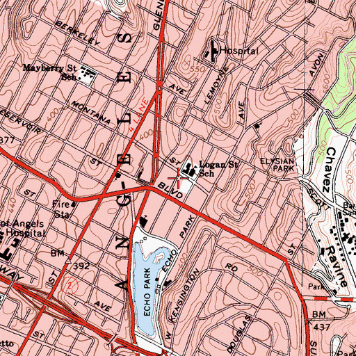 Topographic Map of Logan Elementary School, CA