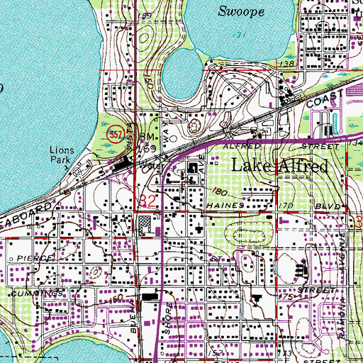 Topographic Map of Polk County Library Cooperative Lake Alfred Public Library, FL