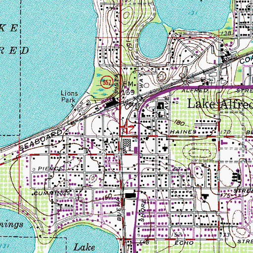 Topographic Map of Lake Alfred Post Office, FL