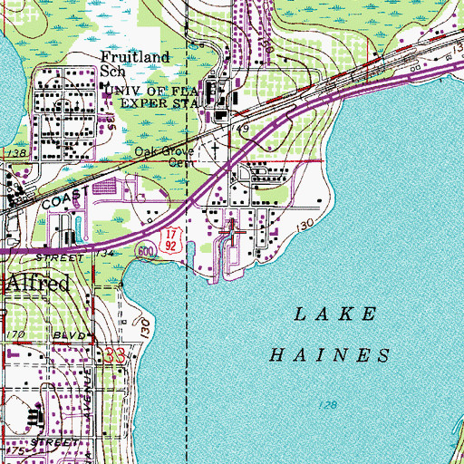 Topographic Map of Johnson Mobile Home Park, FL