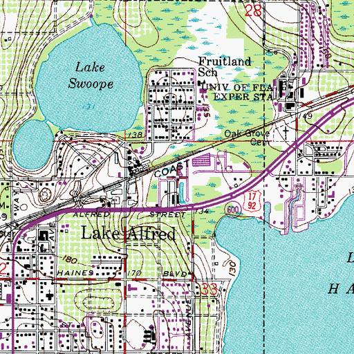 Topographic Map of Lake Alfred Mobile Home Park, FL