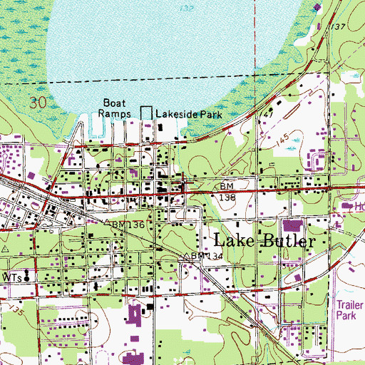 Topographic Map of First Baptist Church, FL
