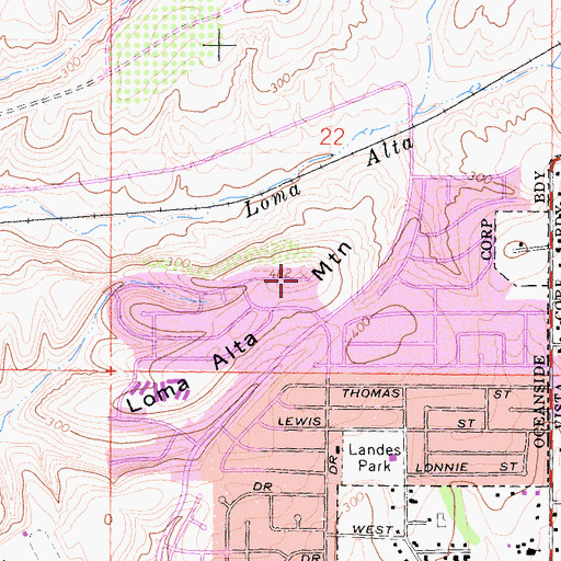 Topographic Map of Loma Alta Mountain, CA
