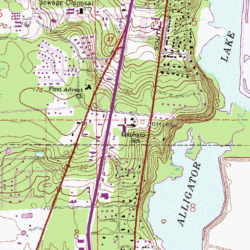 Topographic Map of Epiphany Catholic Church, FL