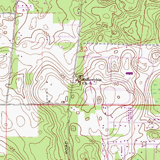 Topographic Map of Fellowship Baptist Church, FL