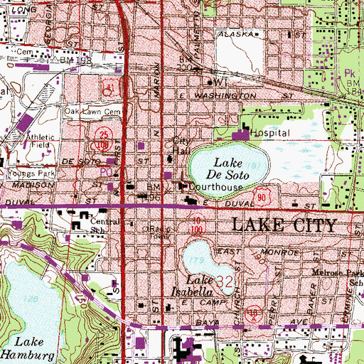 Topographic Map of First Baptist Church, FL