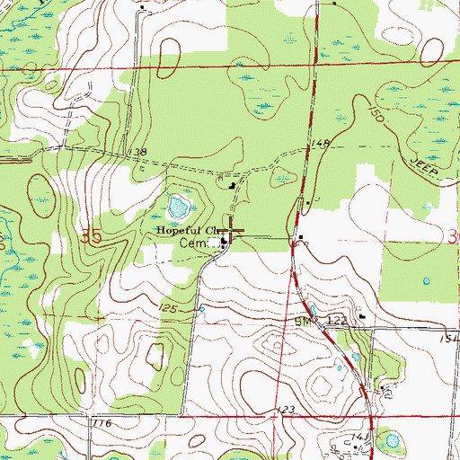 Topographic Map of Hopeful Baptist Church, FL