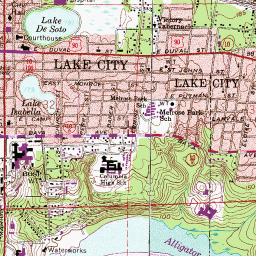 Topographic Map of Lake City Seventh Day Adventist Church, FL