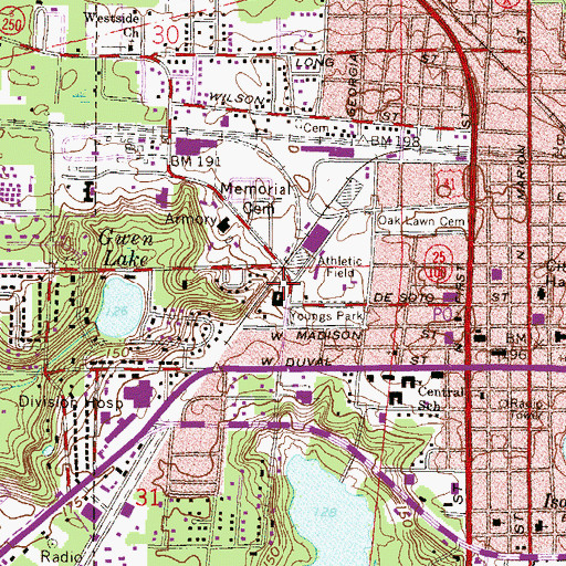 Topographic Map of Parkview Baptist Church, FL