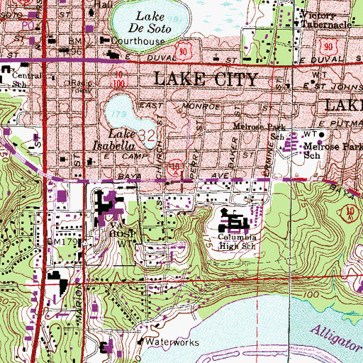 Topographic Map of Southside Baptist Church, FL