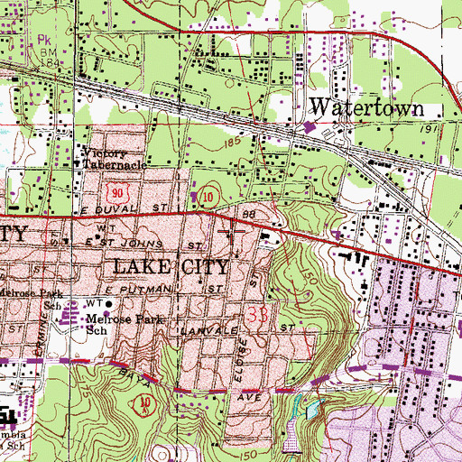 Topographic Map of Tabernacle Baptist Church, FL