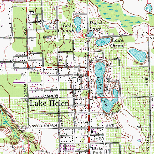 Topographic Map of Volusia County Public Library System Lake Helen Public Library, FL