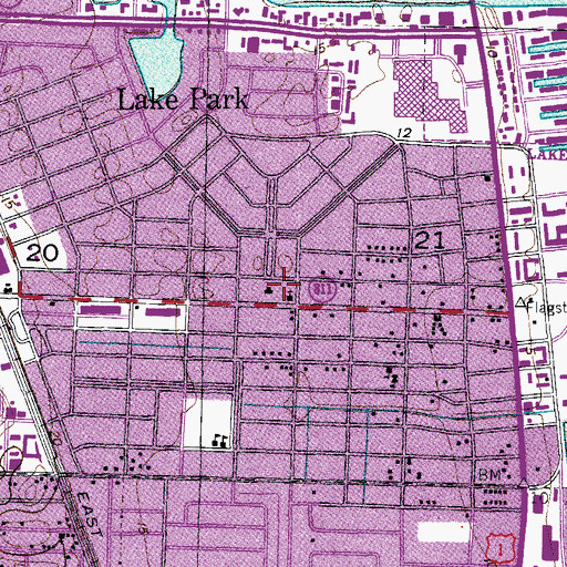 Topographic Map of Library Cooperative of the Palm Beaches Lake Park Public Library, FL