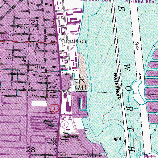 Topographic Map of Lake Park Marina, FL