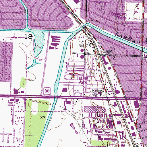 Topographic Map of Hilltop Gardens Mobile Home Park, FL