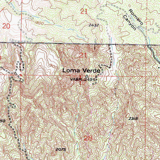 Topographic Map of Loma Verde, CA