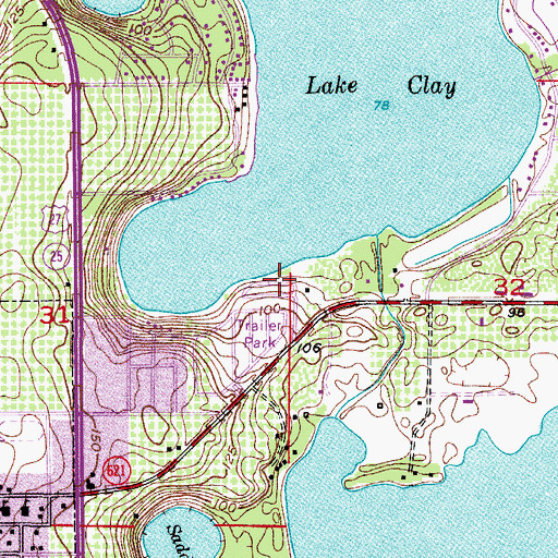 Topographic Map of Lake Gardens Mobile Home Park, FL