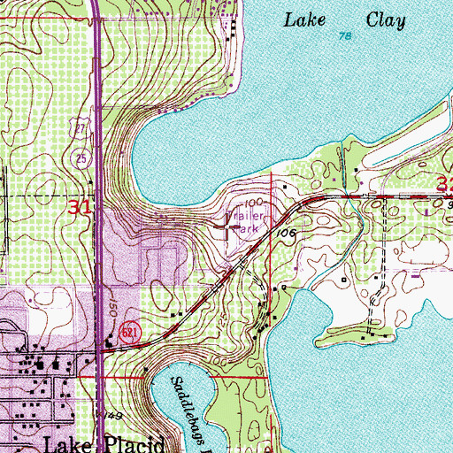 Topographic Map of Paradise Mobile Village, FL