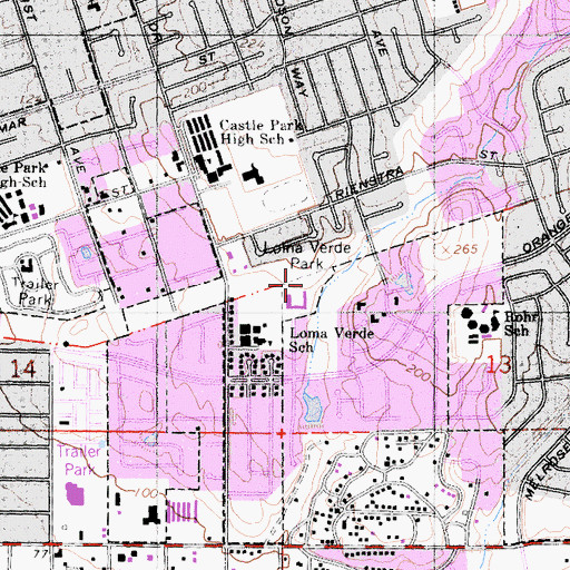 Topographic Map of Loma Verde Park, CA