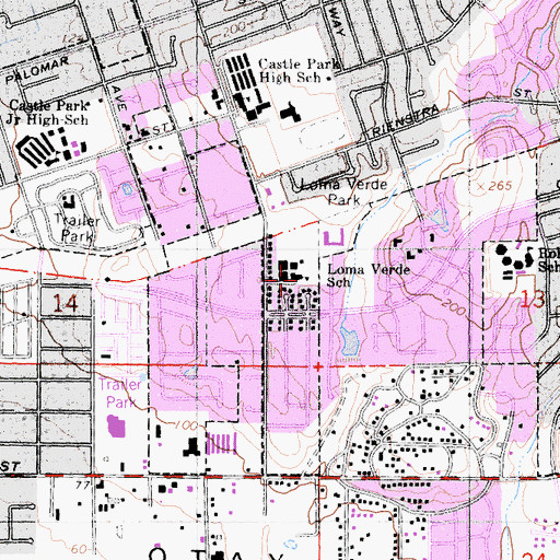 Topographic Map of Loma Verde Elementary School, CA