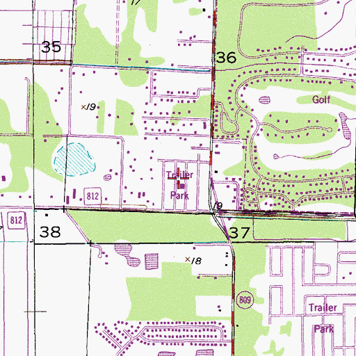 Topographic Map of Kokomo Mobile Home Park, FL