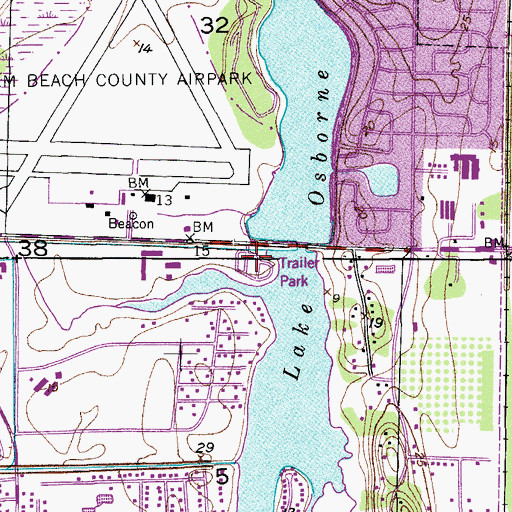Topographic Map of Lake Osborne Trailer Ranch, FL