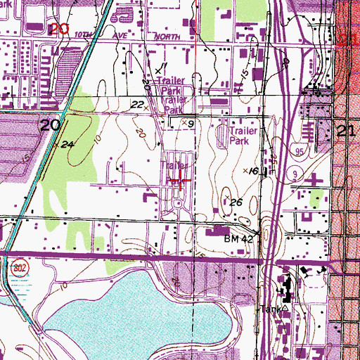 Topographic Map of Palm Beach Mobile Home Park, FL