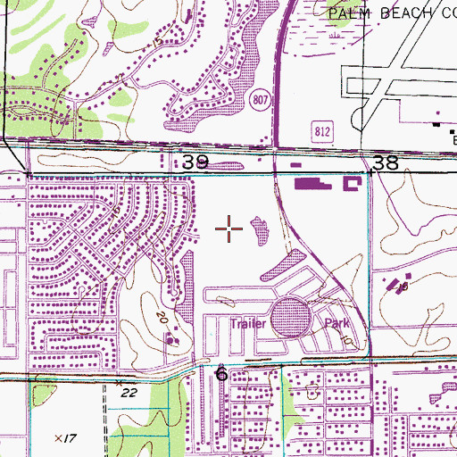 Topographic Map of Palm Breezes Club Mobile Home Park, FL