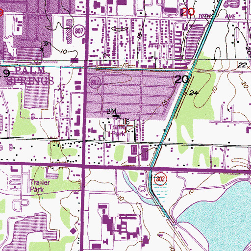 Topographic Map of Royal Palm Mobile Home Park, FL