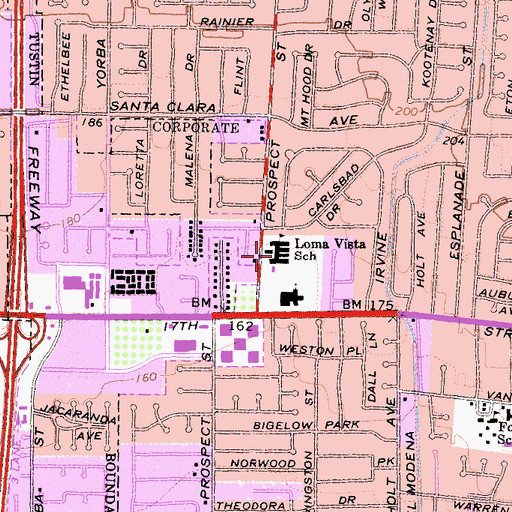 Topographic Map of Loma Vista Elementary School, CA