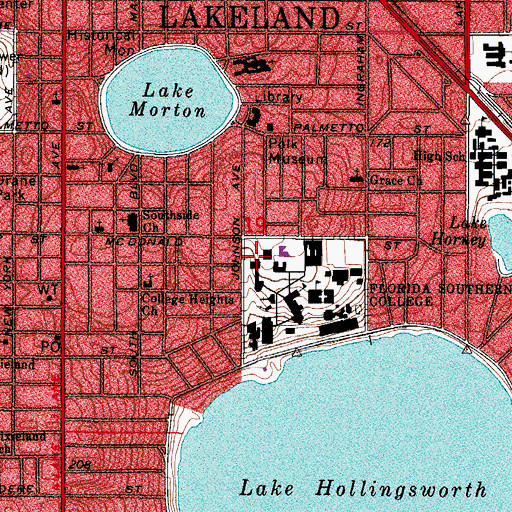 Topographic Map of Florida Southern College Emile E Watson Administration Building, FL