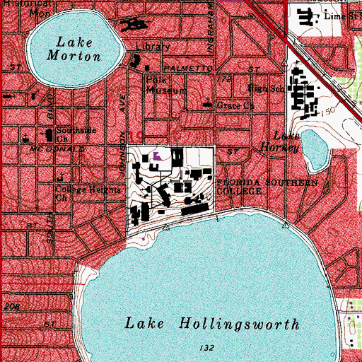 Topographic Map of Florida Southern College Joseph Reynolds Hall, FL