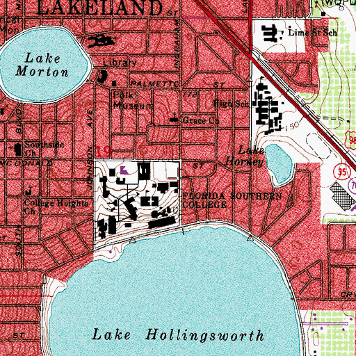Topographic Map of Florida Southern College Military Science, FL