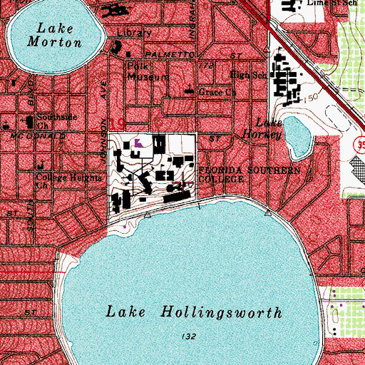 Topographic Map of Florida Southern College Safety Office, FL