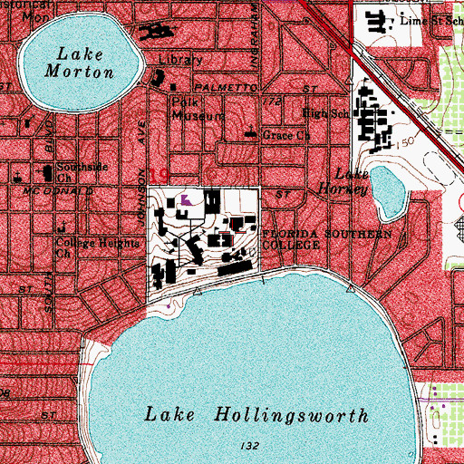 Topographic Map of Florida Southern College Student Housing Allan Spivey Hall, FL