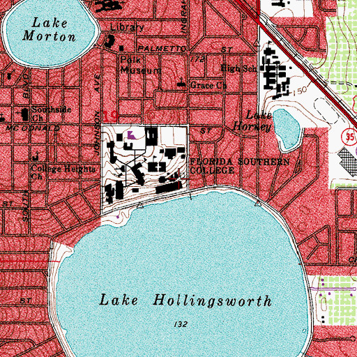 Topographic Map of Florida Southern College Student Housing Building 20, FL