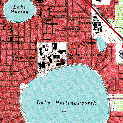 Topographic Map of Florida Southern College Student Housing Building 22, FL