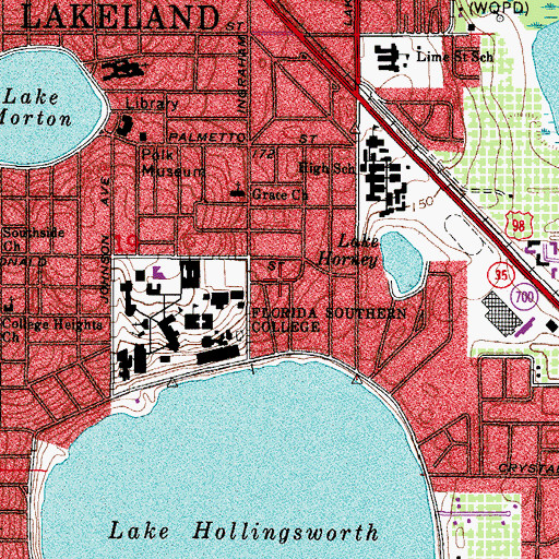Topographic Map of Florida Southern College Student Housing Hollis Hall, FL