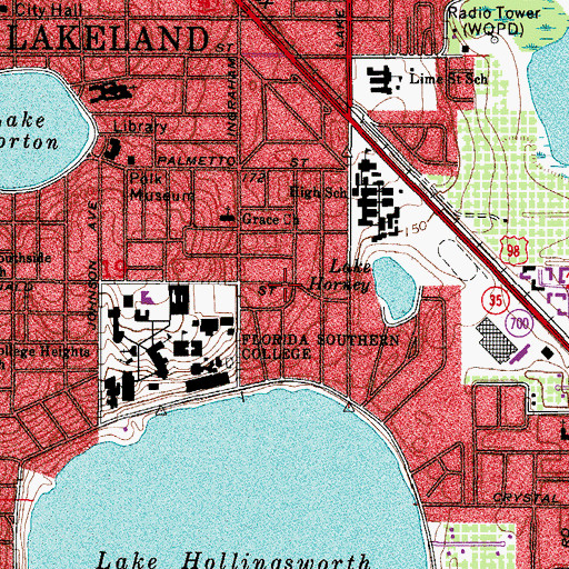 Topographic Map of Florida Southern College Student Housing Jenkins Hall, FL