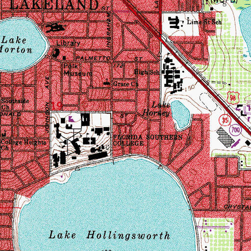 Topographic Map of Florida Southern College Student Housing Miller Hall, FL