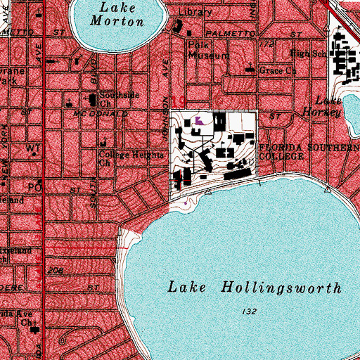 Topographic Map of Florida Southern College Loca Lee Buckner Theatre, FL