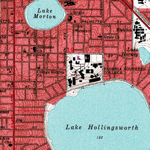 Topographic Map of Florida Southern College Robert A Davis Performing Arts Center, FL