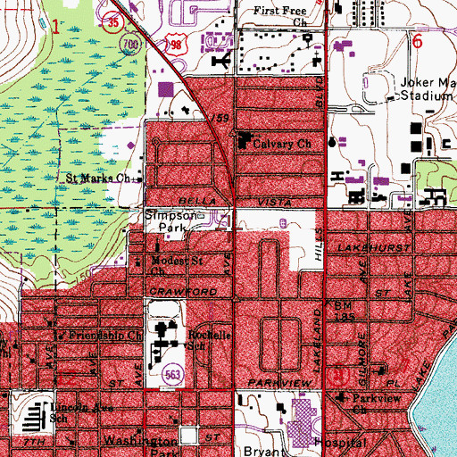 Topographic Map of Polk County Library Cooperative Larry R Jackson Branch Library, FL
