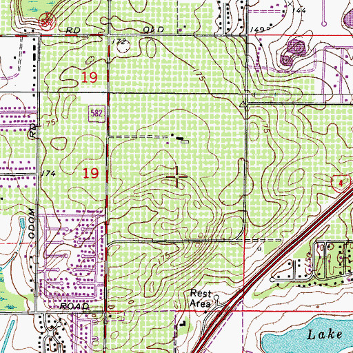 Topographic Map of Kissimmee Bay Country Club, FL