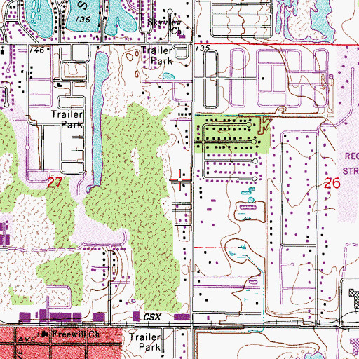 Topographic Map of Brooks Mobile Home Park, FL