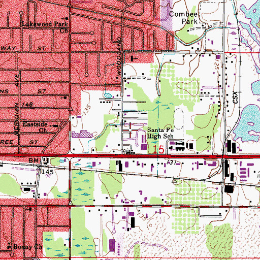 Topographic Map of Brookwood Mobile Home Park, FL
