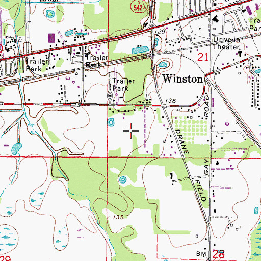 Topographic Map of Cauleys Mobile Home Park, FL